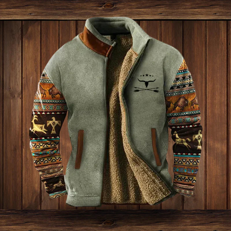 Ethan | Sherpa jacket with tribal print