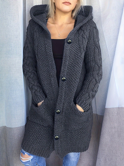 Ava | Button-Up Hooded Cardigan