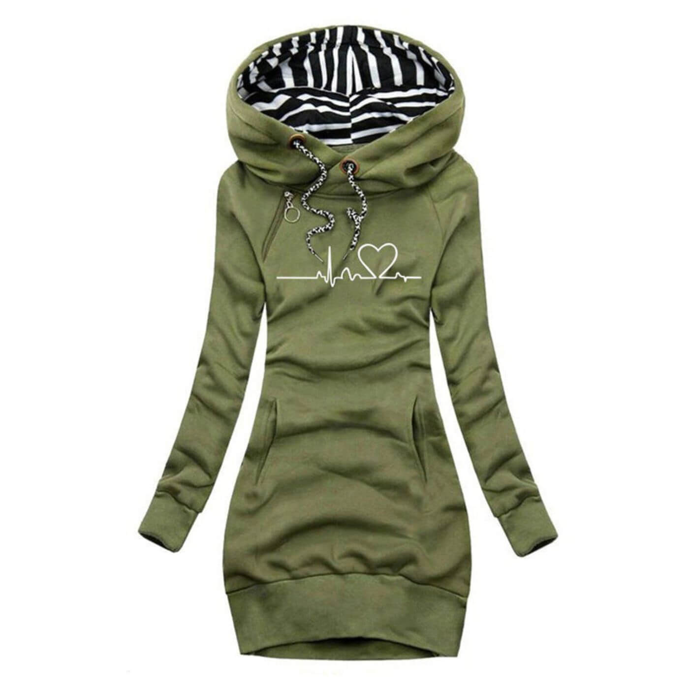 Emily™ | Hoodie Dress with Heartbeat Print