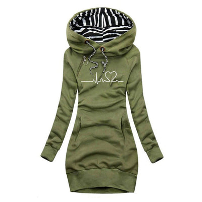 Emily™ | Hoodie Dress with Heartbeat Print