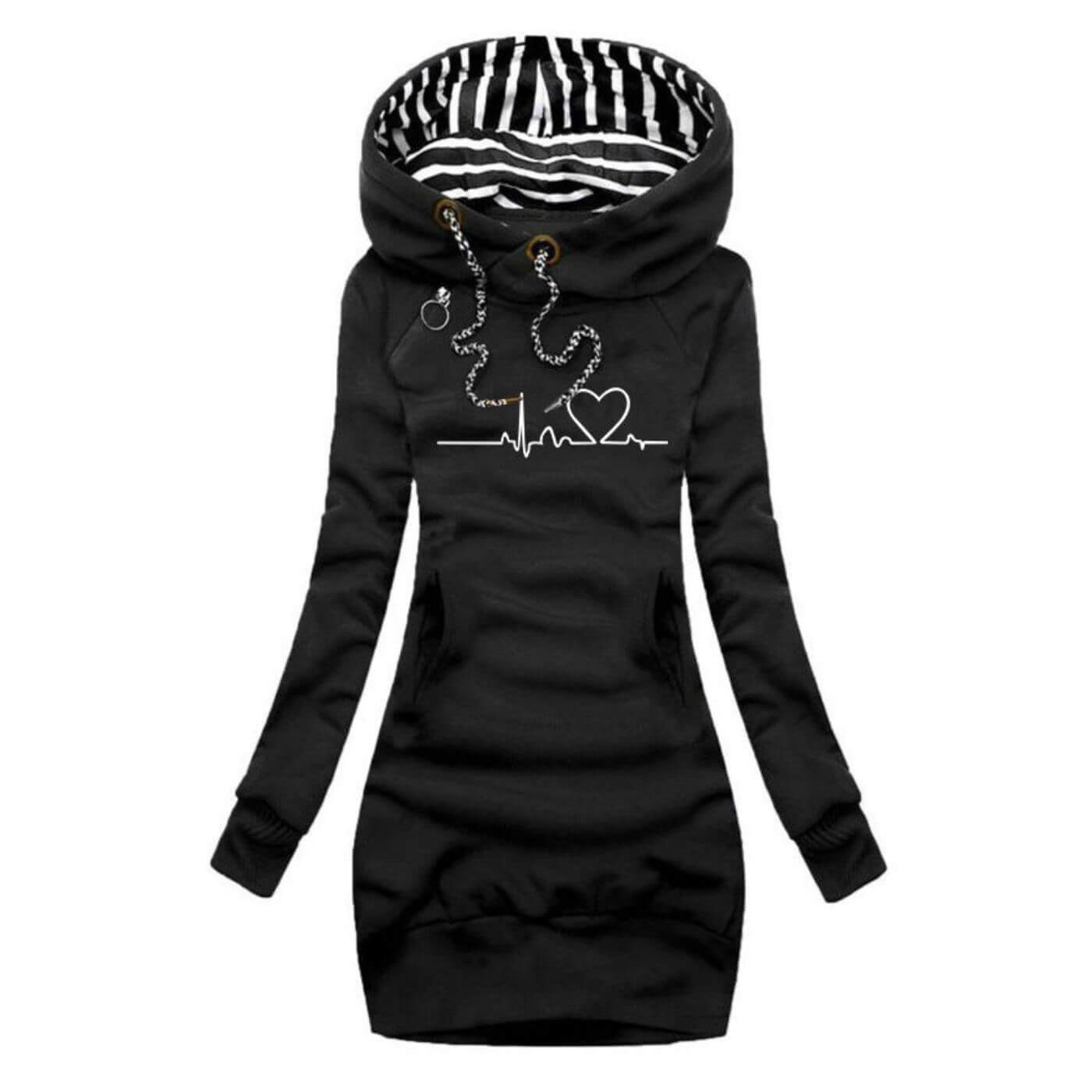 Emily™ | Hoodie Dress with Heartbeat Print