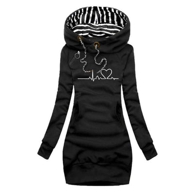 Emily™ | Hoodie Dress with Heartbeat Print