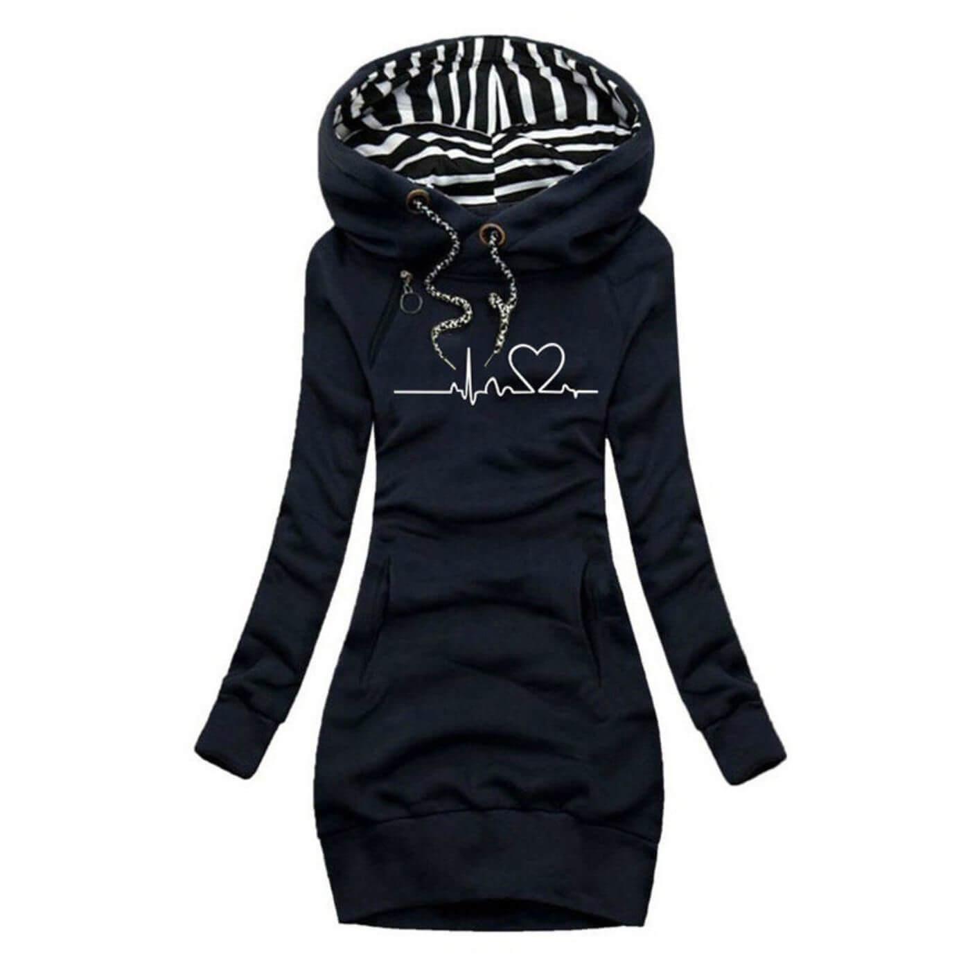 Emily™ | Hoodie Dress with Heartbeat Print