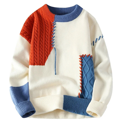 Marcus | Crew Neck Patchwork Pullover