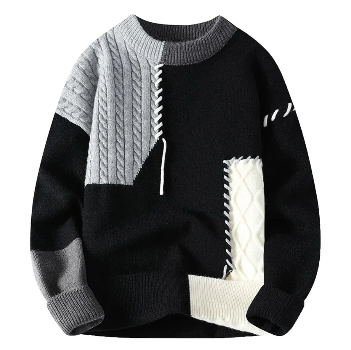 Marcus | Crew Neck Patchwork Pullover