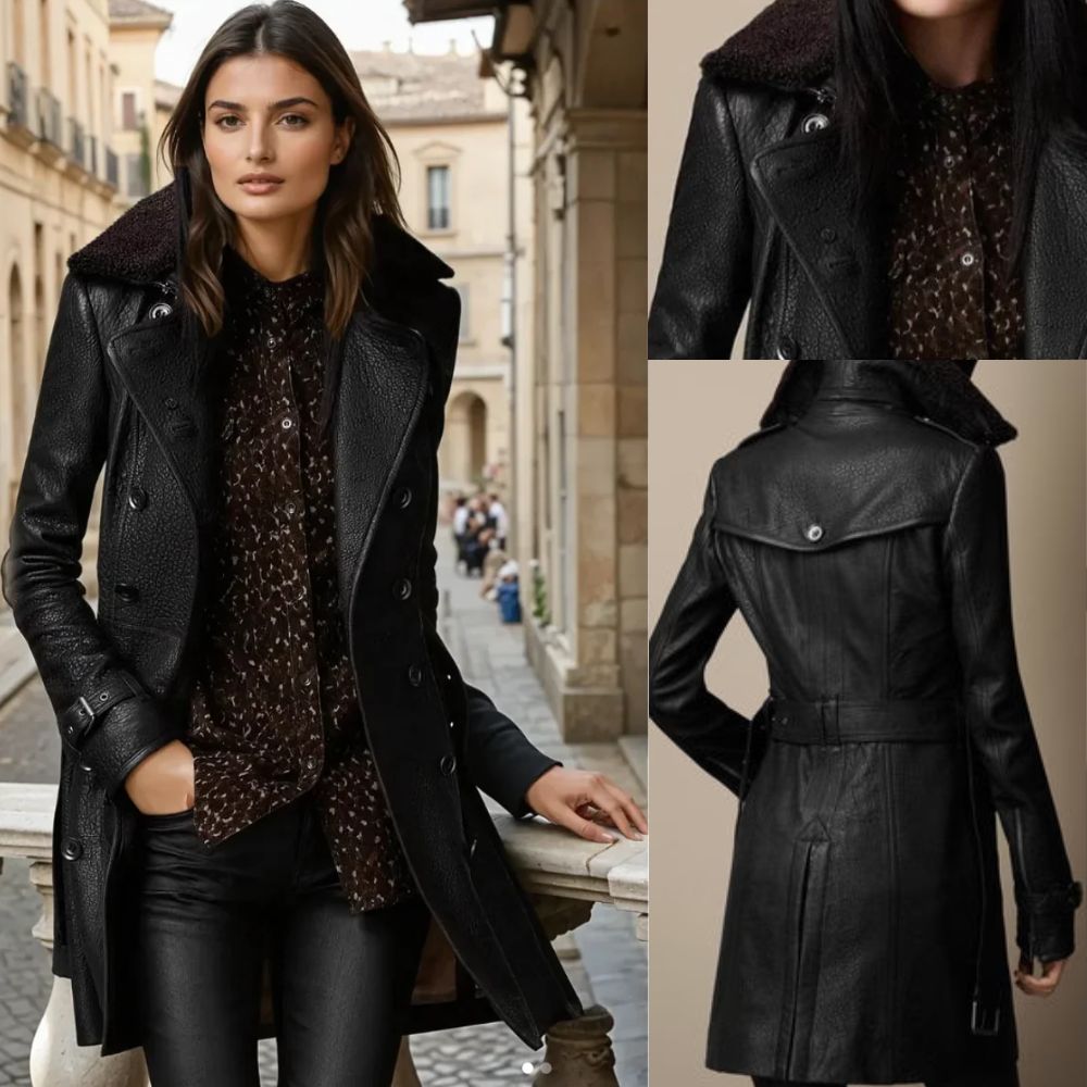 Celeste | Luxury vegan leather trench coat