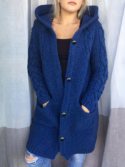 Ava | Button-Up Hooded Cardigan