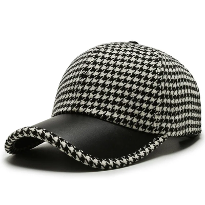 Vanja | Houndstooth Leather Cap