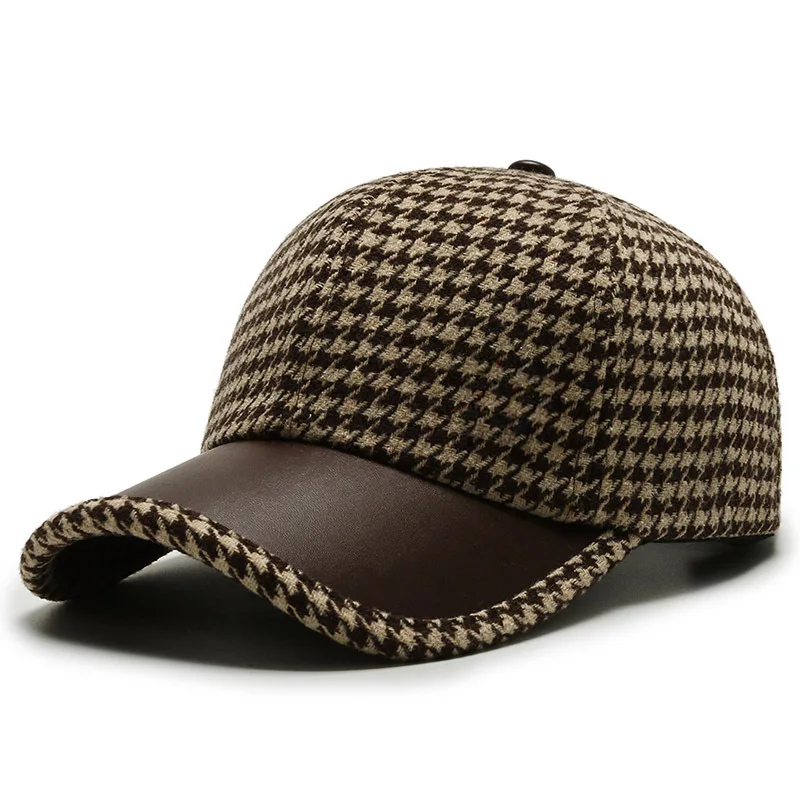 Vanja | Houndstooth Leather Cap