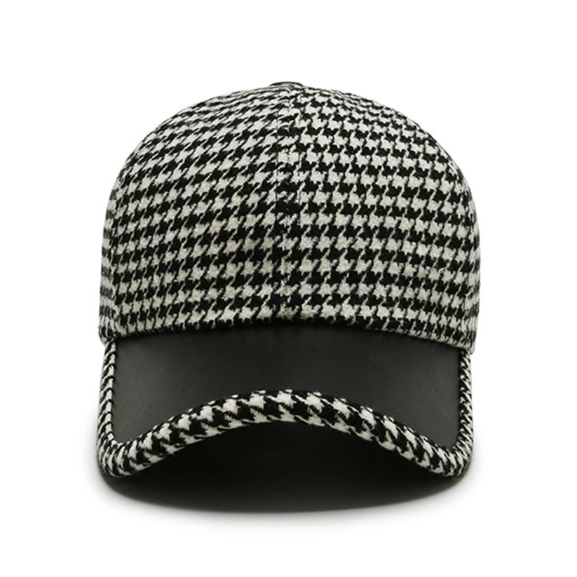 Vanja | Houndstooth Leather Cap