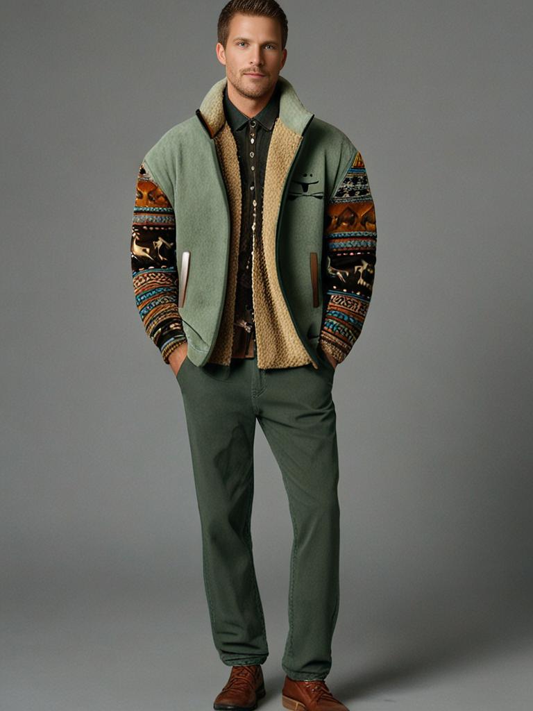 Ethan | Sherpa jacket with tribal print