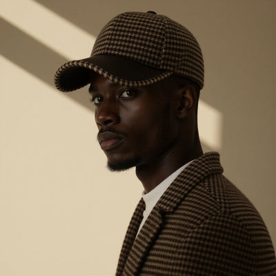 Vanja | Houndstooth Leather Cap